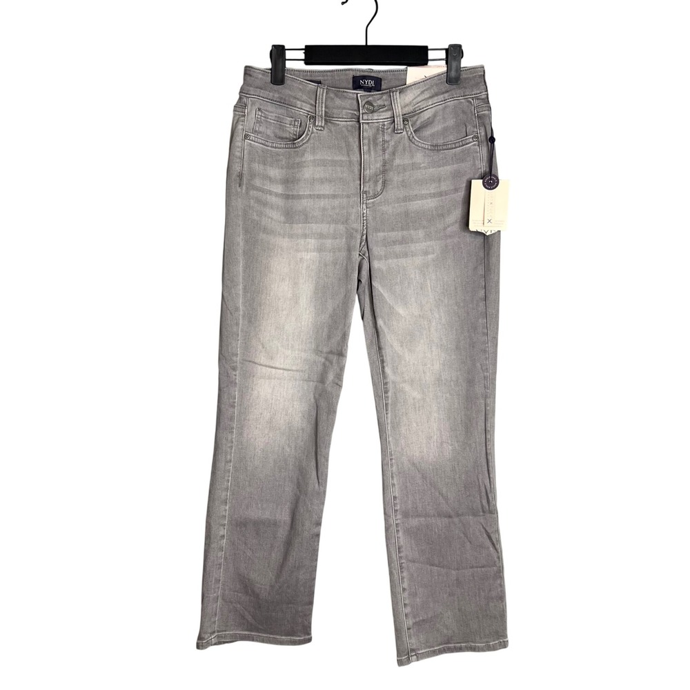 NYDJ Marilyn Straight Ankle Jeans Size 4 Seneca Light Gray Lift Tuck NWT